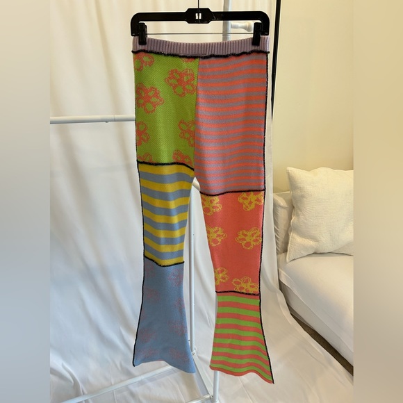 Free People x The Ragged Priest Mix Print Knit 90s Flare Pants NWOT - Picture 4 of 5